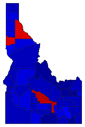 1996 Idaho County Map of General Election Results for Senator