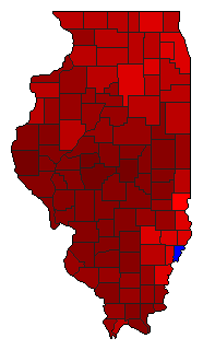 1996 Illinois County Map of Democratic Primary Election Results for Senator