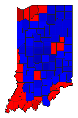 1996 Indiana County Map of General Election Results for President