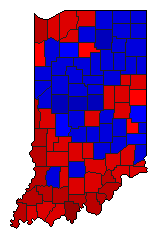 1996 Indiana County Map of General Election Results for Governor