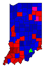 1996 Indiana County Map of Republican Primary Election Results for Governor