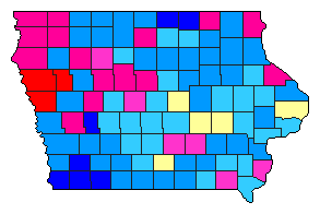 1996 Iowa County Map of Republican Primary Election Results for President