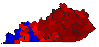 1996 Kentucky County Map of Democratic Primary Election Results for Senator