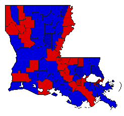 1996 Louisiana County Map of General Election Results for Senator