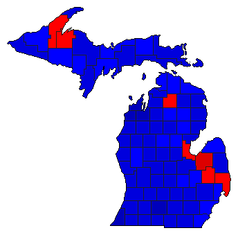 1996 Michigan County Map of Republican Primary Election Results for President