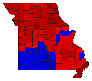 1996 Missouri County Map of General Election Results for Governor