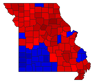 1996 Missouri County Map of General Election Results for Lt. Governor