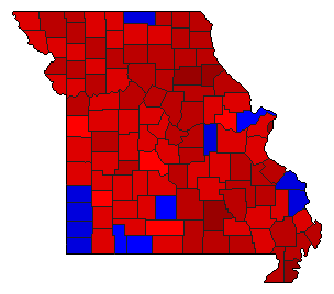 1996 Missouri County Map of General Election Results for State Treasurer