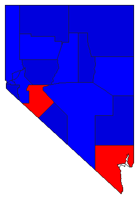 1996 Nevada County Map of General Election Results for President