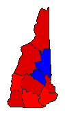 1996 New Hampshire County Map of General Election Results for President