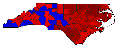 1996 North Carolina County Map of General Election Results for Agriculture Commissioner