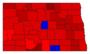 1996 North Dakota County Map of General Election Results for Insurance Commissioner