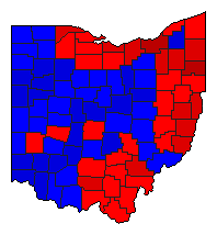 1996 Ohio County Map of General Election Results for President