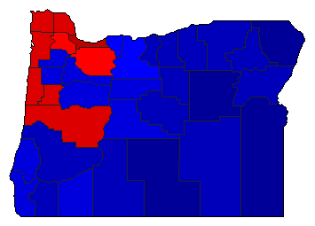 1996 Oregon County Map of Special Election Results for Senator