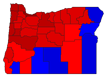 1996 Oregon County Map of General Election Results for Secretary of State
