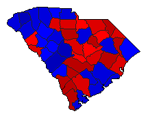 1996 South Carolina County Map of General Election Results for President