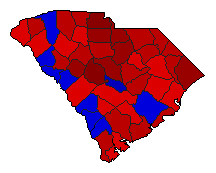 1996 South Carolina County Map of Democratic Primary Election Results for Senator