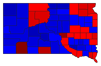 1996 South Dakota County Map of General Election Results for President