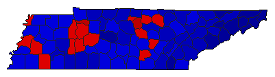 1996 Tennessee County Map of General Election Results for Senator
