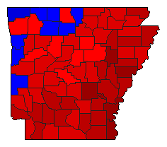 1996 Arkansas County Map of General Election Results for President
