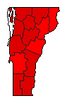 1996 Vermont County Map of General Election Results for President