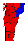 1996 Vermont County Map of General Election Results for Lt. Governor