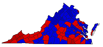 1996 Virginia County Map of General Election Results for Senator