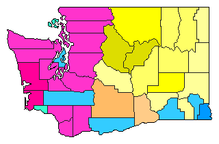 1996 Washington County Map of Open Primary Election Results for Governor