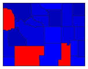 1996 Wyoming County Map of General Election Results for President