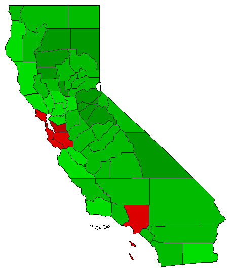 1996 California County Map of General Election Results for Initiative