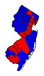 1997 New Jersey County Map of General Election Results for Governor
