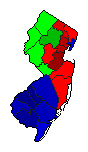 1997 New Jersey County Map of Democratic Primary Election Results for Governor