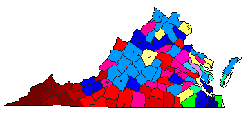 1997 Virginia County Map of Republican Primary Election Results for Attorney General