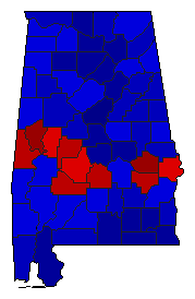 1998 Alabama County Map of General Election Results for Senator