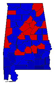 1998 Alabama County Map of Republican Primary Election Results for Lt. Governor