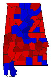 1998 Alabama County Map of General Election Results for Attorney General