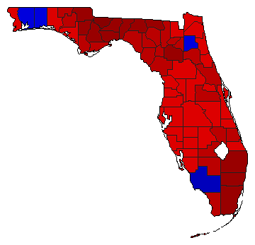 1998 Florida County Map of General Election Results for Senator