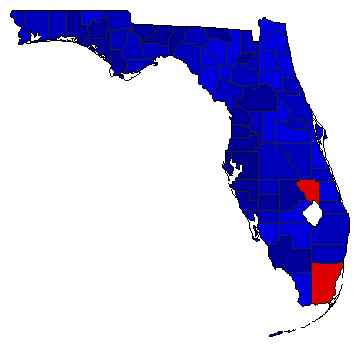 1998 Florida County Map of Republican Primary Election Results for Senator