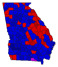 1998 Georgia County Map of Republican Primary Election Results for Secretary of State