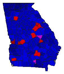 1998 Georgia County Map of Republican Runoff Election Results for Attorney General