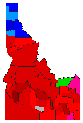 1998 Idaho County Map of Democratic Primary Election Results for Governor