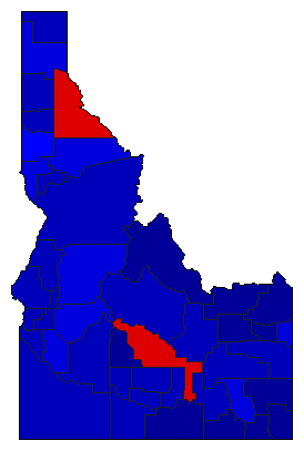 1998 Idaho County Map of General Election Results for Lt. Governor