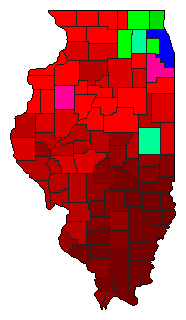 1998 Illinois County Map of Democratic Primary Election Results for Governor