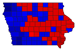 1998 Iowa County Map of General Election Results for Governor