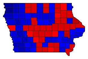 1998 Iowa County Map of General Election Results for Secretary of State