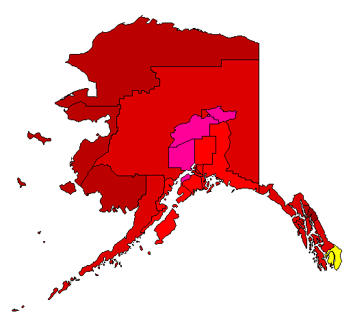 1998 Alaska County Map of General Election Results for Governor