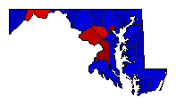 1998 Maryland County Map of General Election Results for Governor