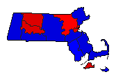 1998 Massachusetts County Map of General Election Results for Governor