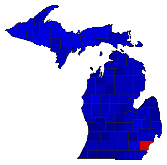 1998 Michigan County Map of General Election Results for Governor