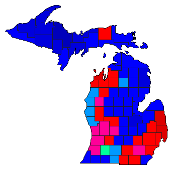 1998 Michigan County Map of Democratic Primary Election Results for Governor